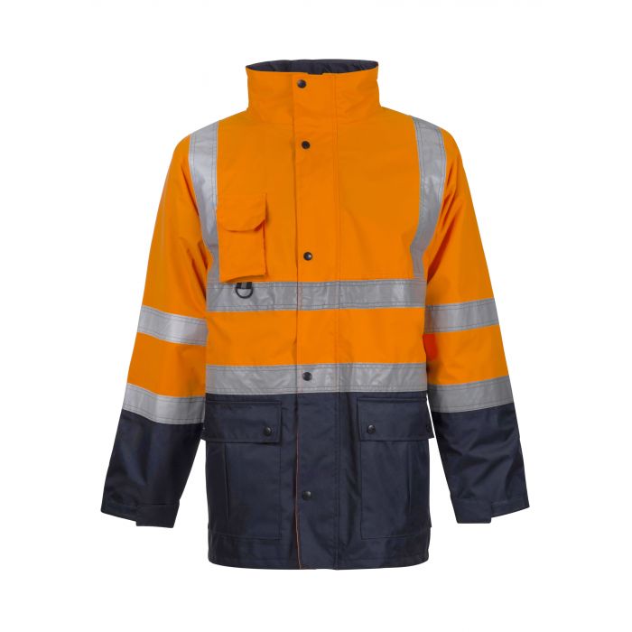 Hi Vis Two Tone "5 In 1" Waterproof Jacket with H Pattern CSR Reflecti ...