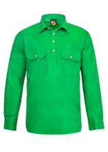 Load image into Gallery viewer, Lightweight Long Sleeve Half Placket Cotton Drill Shirt with Contrast Buttons
