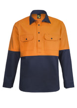 Load image into Gallery viewer, Heavy Duty Hybrid Two Tone Half Placket Cotton Drill Shirt with Gusset Sleeves
