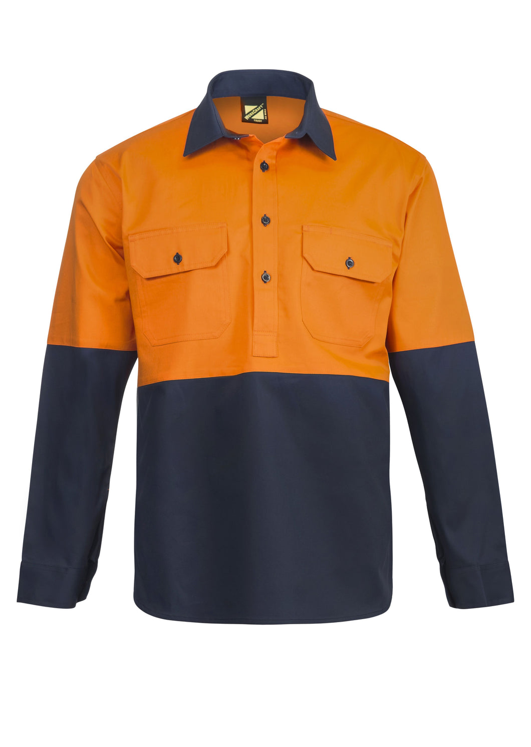 Hi Vis Two Tone Half Placket Cotton Drill Shirt with Semi Gusset Sleeves