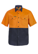 Load image into Gallery viewer, Hi Vis Two Tone Short Sleeve Cotton Drill Shirt
