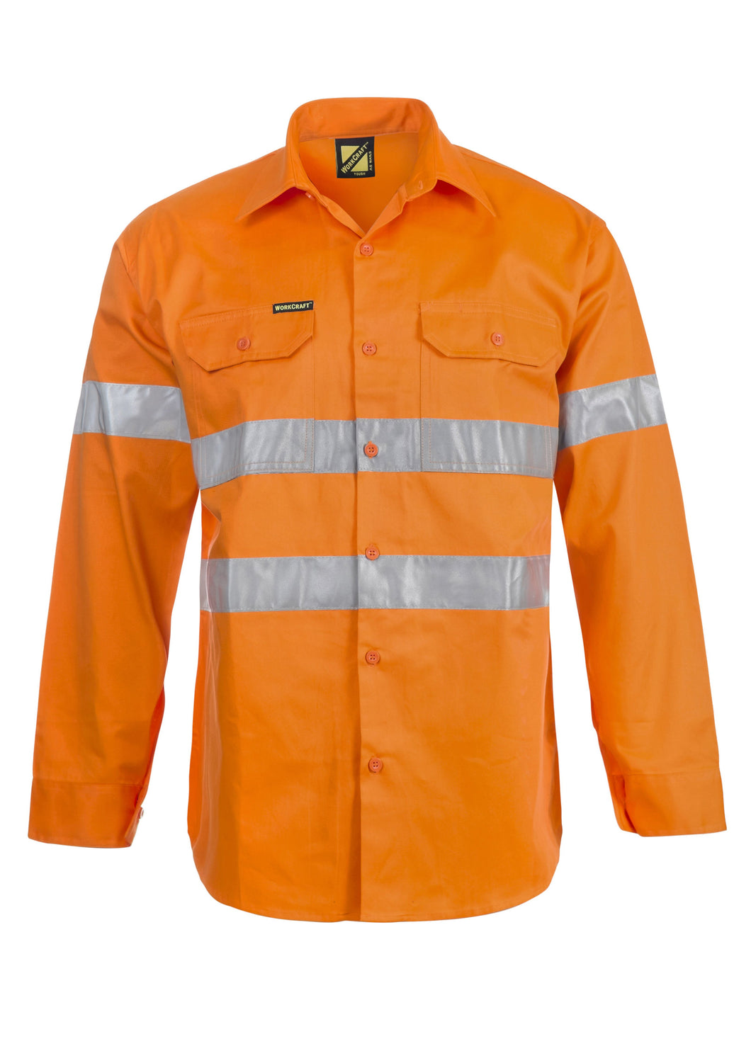 Hi Vis Long Sleeve Cotton Drill Shirt with CSR Reflective Tape
