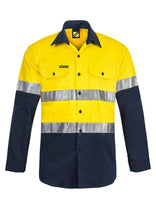 Load image into Gallery viewer, Hi Vis Two Tone Long Sleeve Cotton Drill Shirt with CSR Reflective Tape
