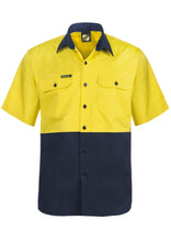 Load image into Gallery viewer, Lightweight Hi Vis Two Tone Short Sleeve Vented Cotton Drill Shirt
