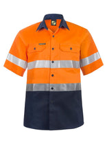 Load image into Gallery viewer, Hi Vis Two Tone Short Sleeve Cotton Drill Shirt with CSR Reflective Tape
