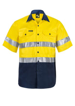 Load image into Gallery viewer, Hi Vis Two Tone Short Sleeve Cotton Drill Shirt with CSR Reflective Tape
