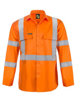 Load image into Gallery viewer, Lightweight Hi Vis Long Sleeve Vented Cotton Drill Shirt with X Pattern CSR Reflective Tape
