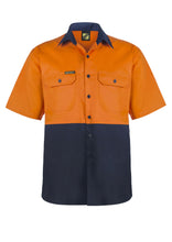 Load image into Gallery viewer, Lightweight Hi Vis Two Tone Short Sleeve Vented Cotton Drill Shirt
