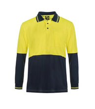Load image into Gallery viewer, Hi Vis Two Tone Long Sleeve Cotton Back Polo with Pocket
