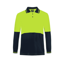 Load image into Gallery viewer, Hi Vis Two Tone Long Sleeve Micromesh Polo with Pocket
