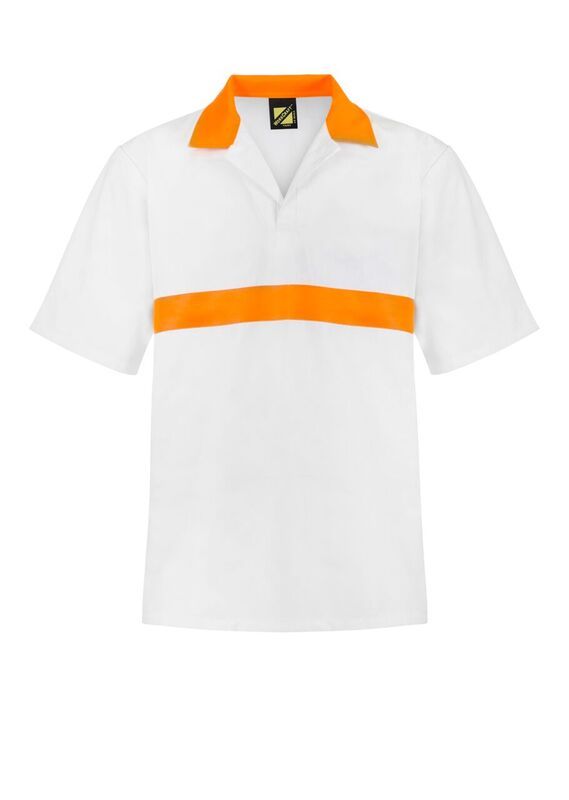 Food Industry Jac Shirt with Contrast Collar and Chestband - Short Sleeve