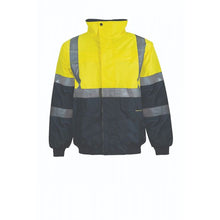 Load image into Gallery viewer, Hi Vis Two Tone Waterproof Modern Bomber Jacket with H Pattern CSR Reflective Tape
