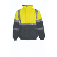 Hi Vis Two Tone Waterproof Modern Bomber Jacket with H Pattern CSR Reflective Tape