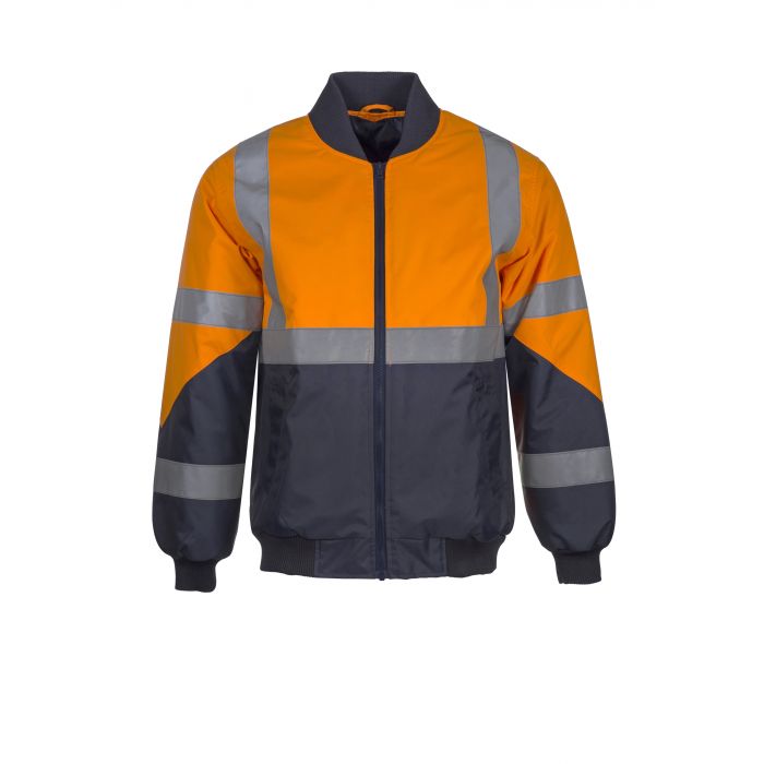 Hi Vis Two Tone Waterproof Bomber Jacket with X Pattern CSR Reflective Tape