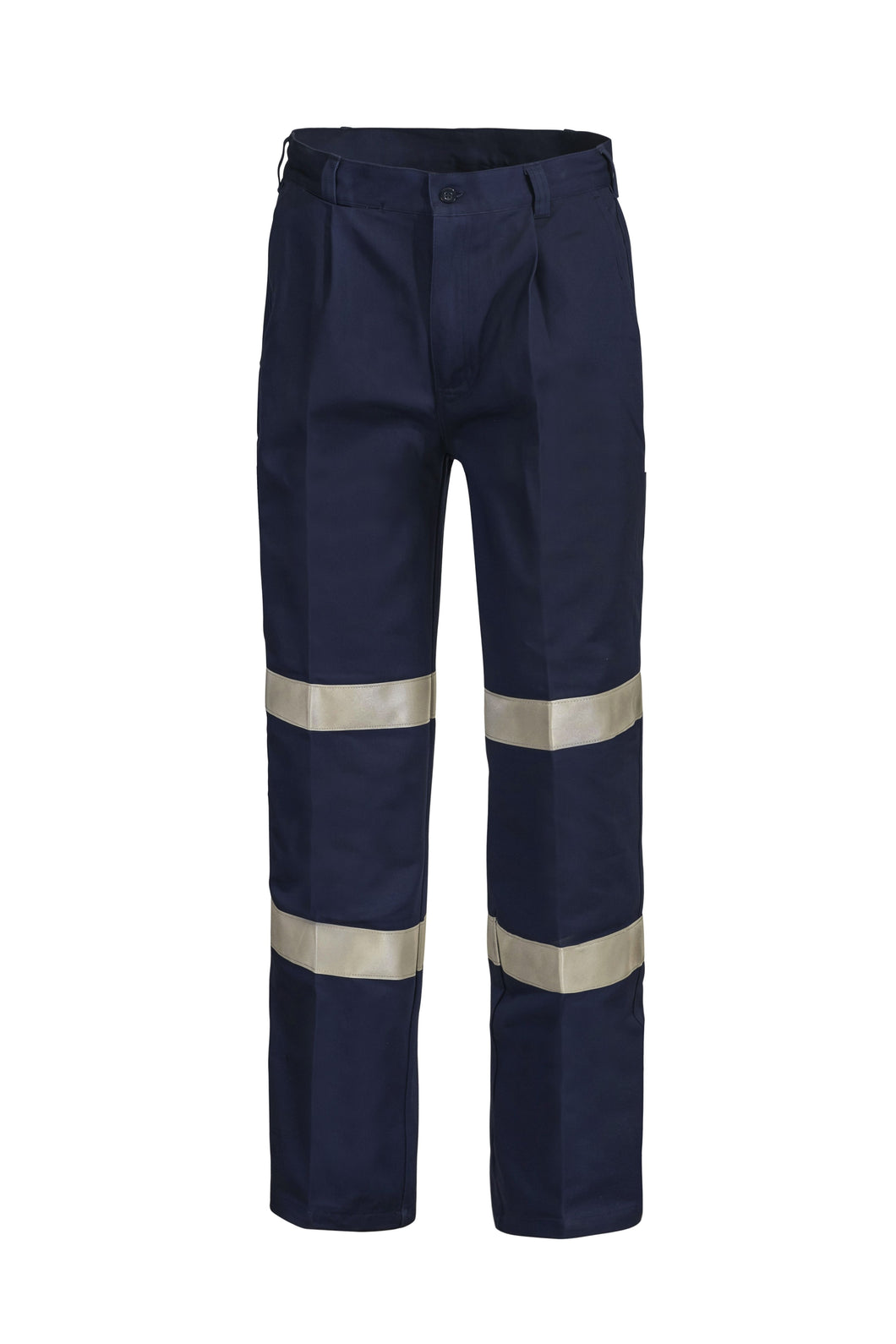 Classic Pleat Cotton Drill Trouser with Industrial Laundry Reflective Tape