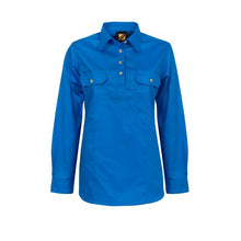 Load image into Gallery viewer, Ladies Lightweight Long Sleeve Half Placket Cotton Drill Short with Contrast Buttons
