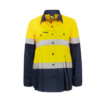 Load image into Gallery viewer, Maternity Lightweight Hi Vis Two Tone Long Sleeve Vented Cotton Drill Shirt with CSR Reflective Tape
