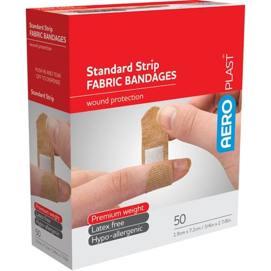 AeroPlast Premium Fabric Bandages - Standard Strip x 50
