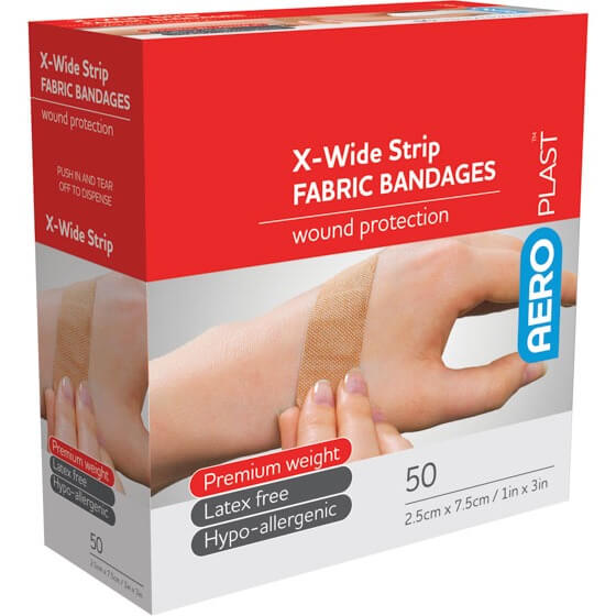 AeroPlast Premium Fabric Bandages - Extra-Wide Strip x 50