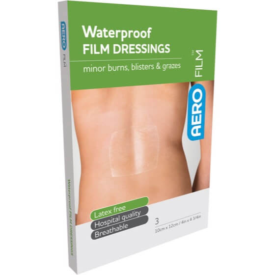 AeroFilm Waterproof Film Dressings 10cm x 12cm 3pk