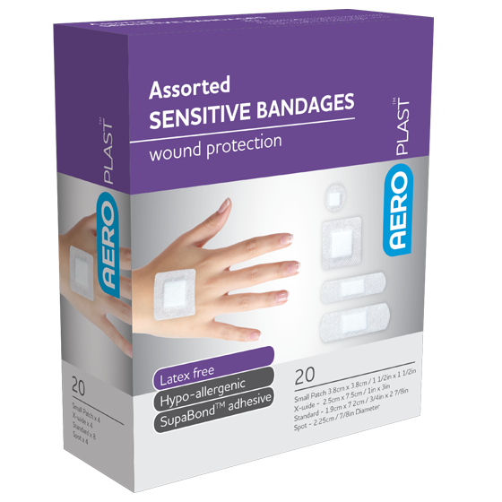AeroPlast Sensitive Bandages - Assorted Dressings x 20