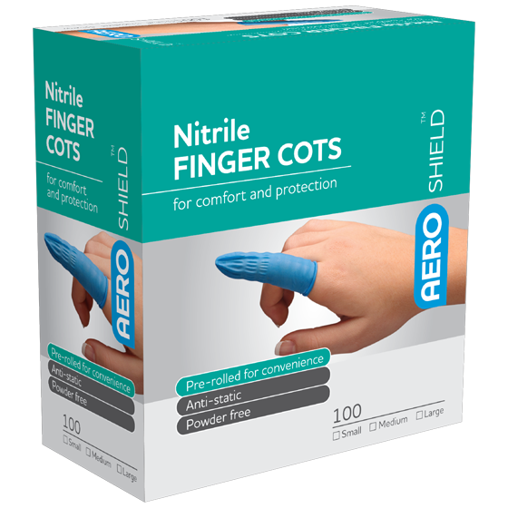 AeroShield Nitrile Finger Cots Small Box/100