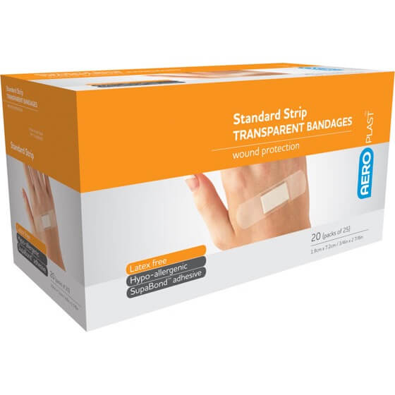 AeroPlast Transparent Bandages - Standard Strip x 25