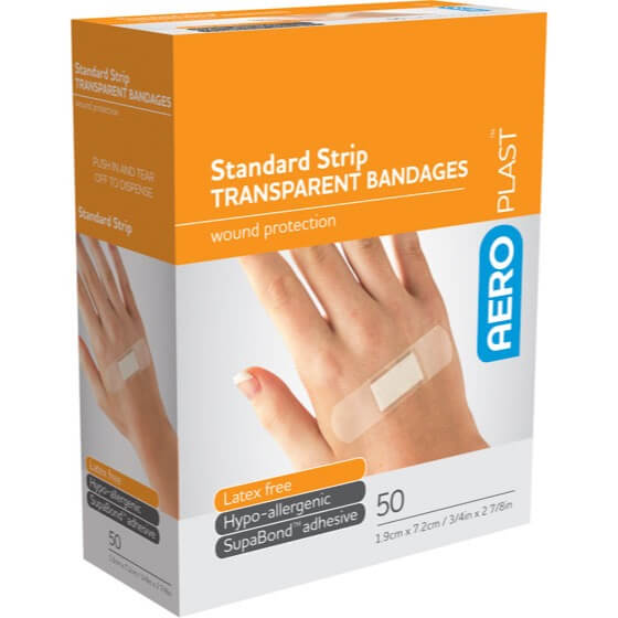 AeroPlast Transparent Bandages - Standard Strip x 50