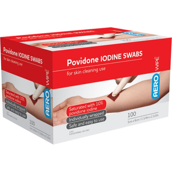 AeroWipe Povidone Iodine Swabs Box/100