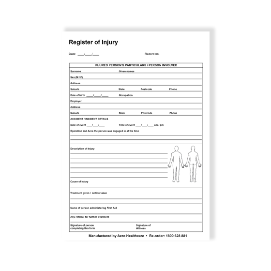 AeroGuide Register of Injuries Pad