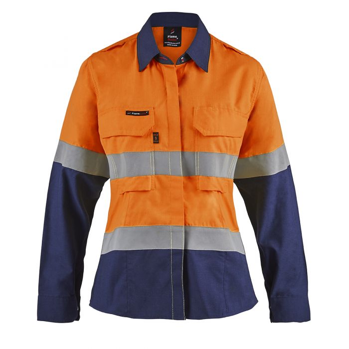 Torrent HRC2 Ladies Hi Vis Two Tone Open Front Shirt with Gusset Sleeves & FR Reflective Tape