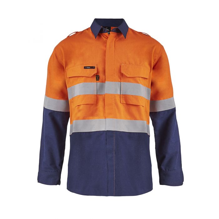 Torrent HRC2 Mens Hi Vis Two Tone Open Front Shirt with Gusset Sleeves & FR Reflective Tape