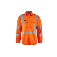 Torrent HRC2 Mens Hi Vis Closed Front Shirt with Gusset Sleeves with X Pattern FR Reflective Tape