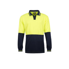 Load image into Gallery viewer, Hi Vis Two Tone Food Industry Long Sleeve Micromesh Polo with No Pocket or Buttons
