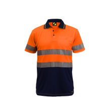 Load image into Gallery viewer, Hi Vis Two Tone Short Sleeve Micromesh Polo with Pocket &amp; CSR Reflective Tape
